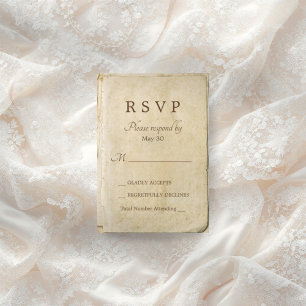 Old paper rustic wedding rsvp card