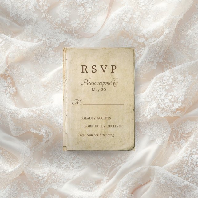 Old paper rustic wedding rsvp card (Creator Uploaded)