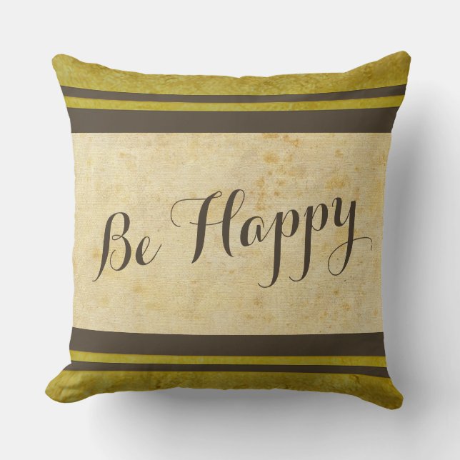 Old Paper & Stripes dark brown + your ideas Cushion (Front)