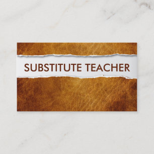 Old Paper Substitute Teacher Business Card