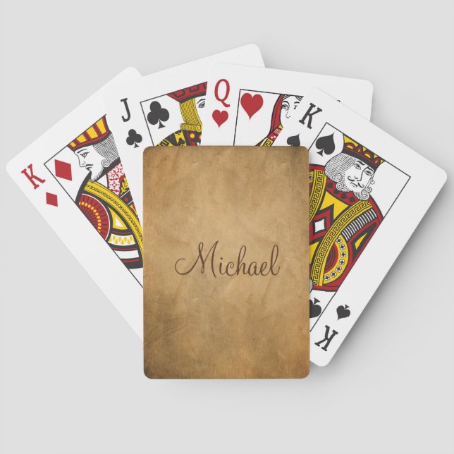 Old paper texture personalised name playing cards (Back)