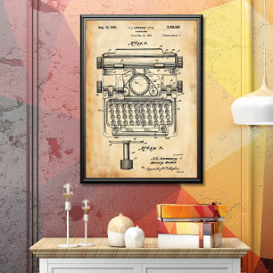 Old Paper Typewriter Patent Poster