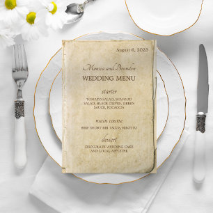 Old Paper Vintage Wedding Menu 
