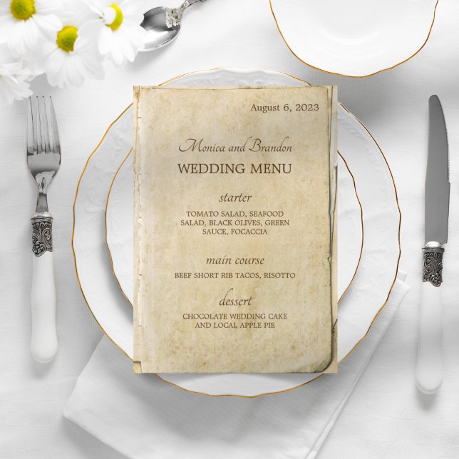 Old Paper Vintage Wedding Menu  (Creator Uploaded)