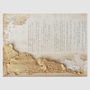 Old paper with torn edges gold foil cracked wall