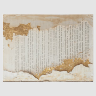 Old paper with torn edges gold foil cracked wall