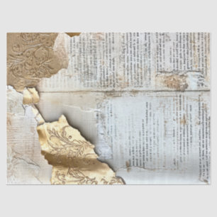 Old paper with torn edges gold foil cracked wall