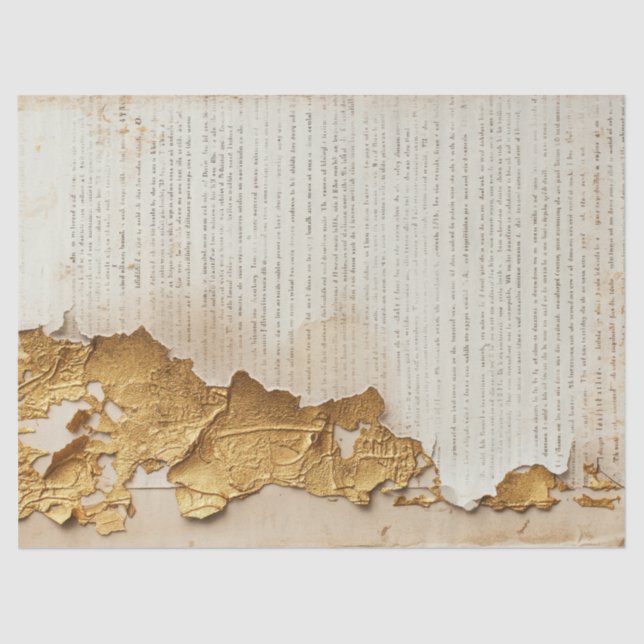 Old paper with torn edges gold foil cracked wall (Front)