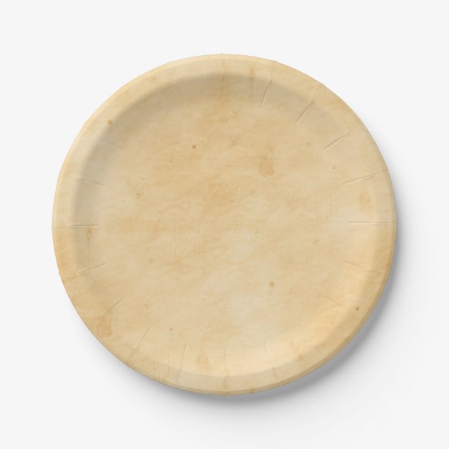 Old Parchment Background Stained Mottled Look Paper Plate (Front)