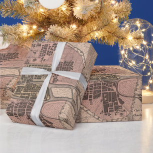 Old Paris France Map (1869) Vintage French Capital Wrapping Paper