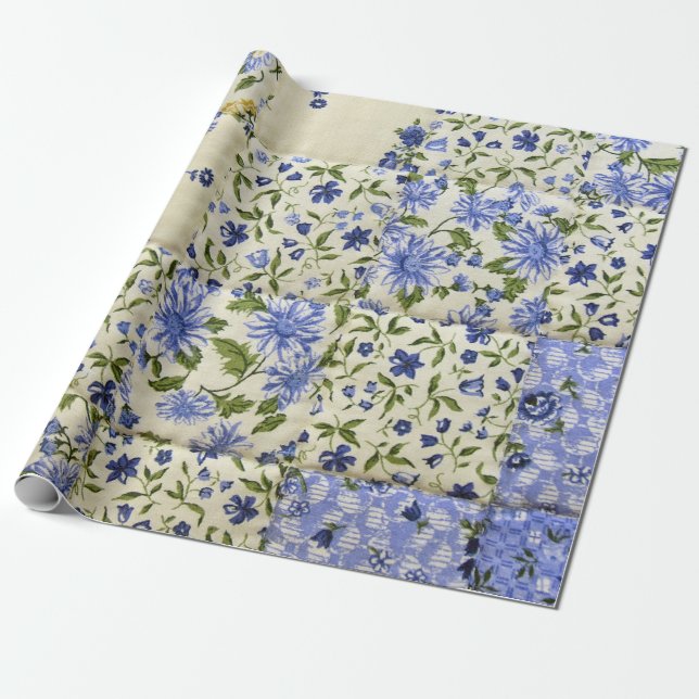 Old Patchwork Quilt Wrapping Paper (Unrolled)
