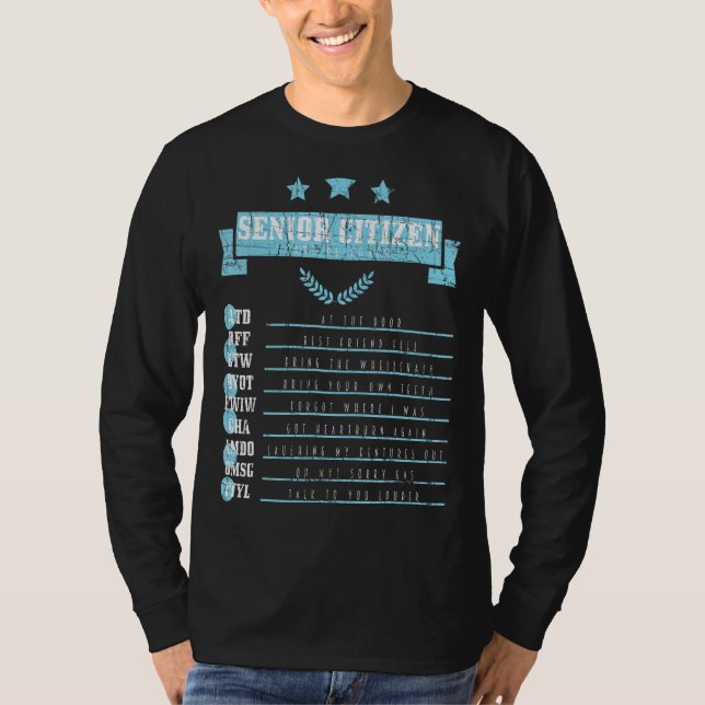 Old People Senior Citizen Texting Codes Distressed T-Shirt (Front)