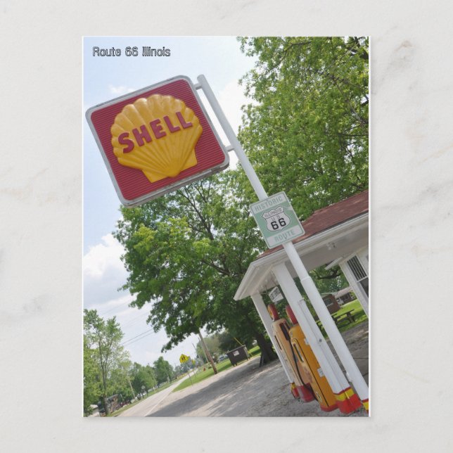 Old Petrol Station Route 66 Postcard (Front)