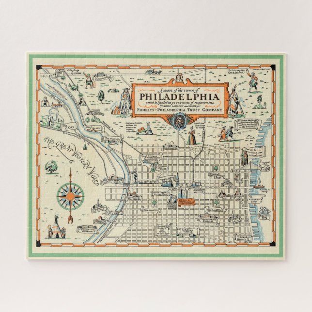 Old Philadelphia 16x20 Map  Jigsaw Puzzle (Horizontal)
