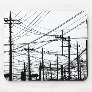 Old Phone and Power Lines Mouse Pad