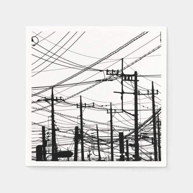 Old Phone and Power Lines Napkin (Front)