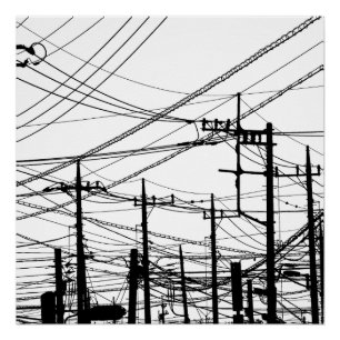 Old Phone and Power Lines Poster
