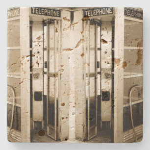 Old Phone Booth Stone Coaster