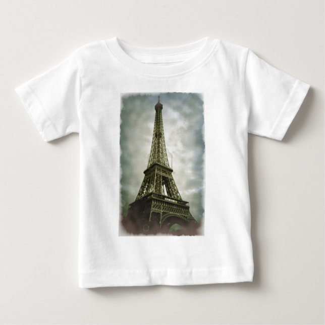 Old Photo Effect Eiffel Tower Paris Baby T-Shirt (Front)