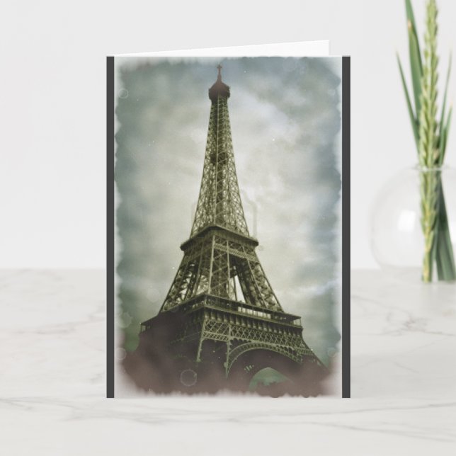 Old Photo Effect Eiffel Tower Paris Card (Front)