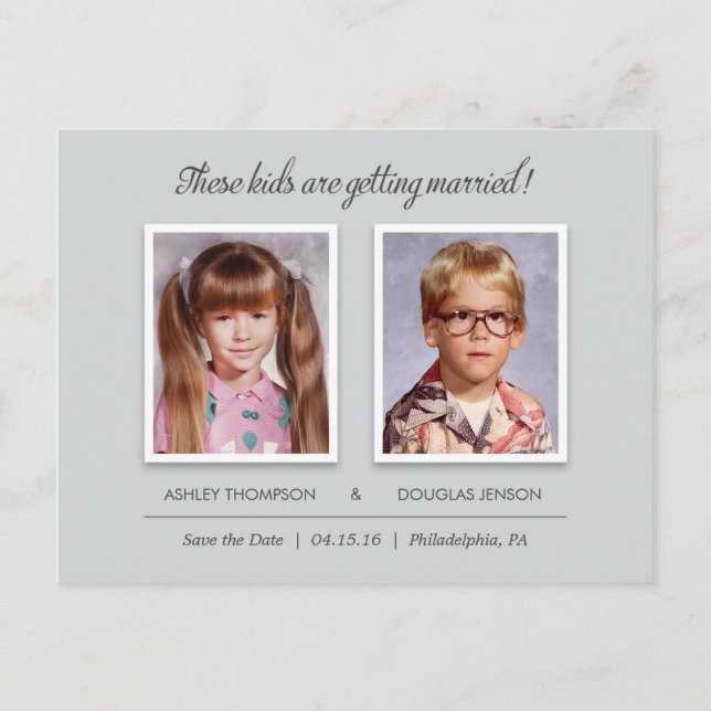 Old Photo Save the Date Postcards - Modern Slate (Front)
