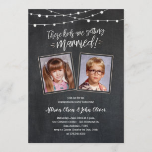 Old Photos Engagement Invitation - Chalk Lights