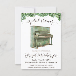 Old Piano, Greenery, Cottagecore, Bridal Shower Invitation