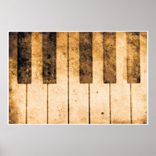 Old Piano Keys Music Art Poster