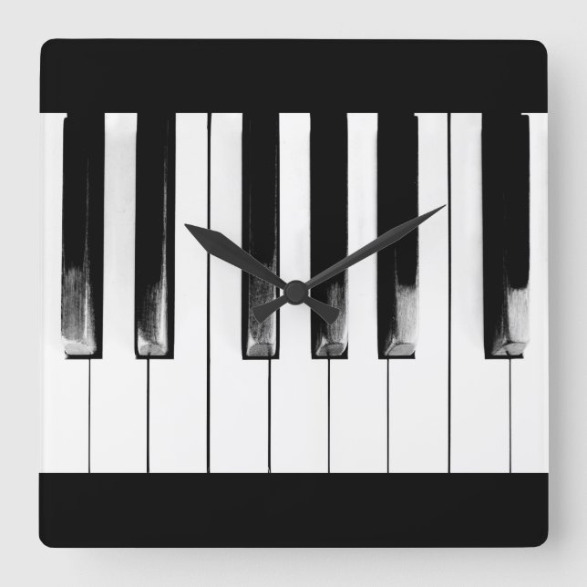 Old Piano Keys Square Wall Clock (Front)