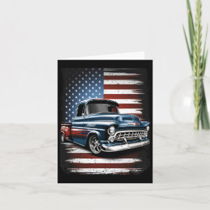 Old Pickup Truck American Flag 4th Of July Patriot Card