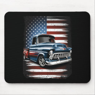 Old Pickup Truck American Flag 4th Of July Patriot Mouse Pad