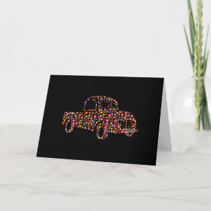 Old Pickup Truck Flower Pattern Card
