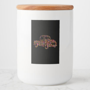 Old Pickup Truck Flower Pattern Food Label