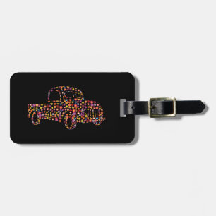Old Pickup Truck Flower Pattern Luggage Tag