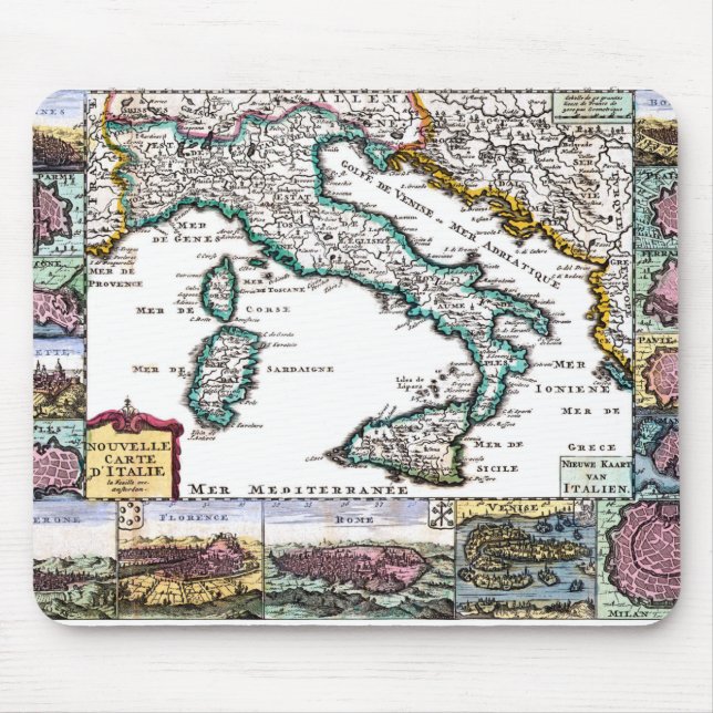 old pictorial map of italy mouse pad (Front)