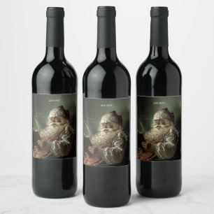 Old picture of Santa Claus magic of the holidays Wine Label