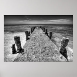 Old Pier Black and White Photograph Poster