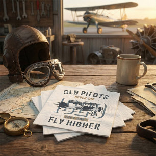Old Pilots Never Die Biplane Flying Quote Napkin