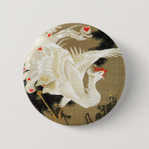 Old Pine Tree and White Phoenix by Ito Jakuchu 6 Cm Round Badge