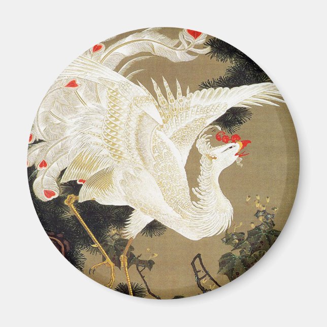 Old Pine Tree and White Phoenix by Ito Jakuchu Magnet (Front)