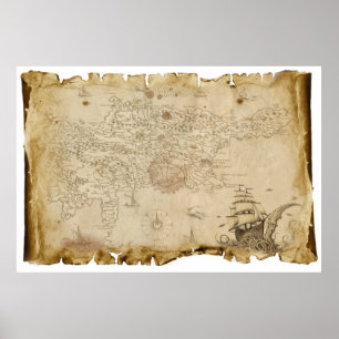 Old pirate map poster
