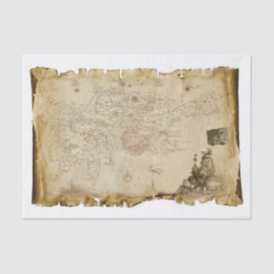 Old Pirate Map Skeleton Skull Bones Flag Decoupage Tissue Paper