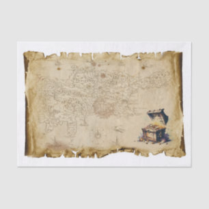 Old Pirate Map Treasure Chest Compass Decoupage  Tissue Paper