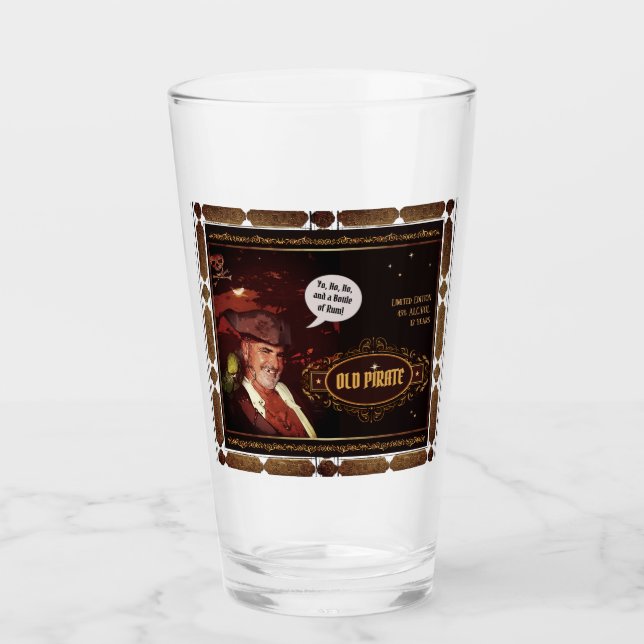 Old Pirate Rum (text customisable) Glass (Front)