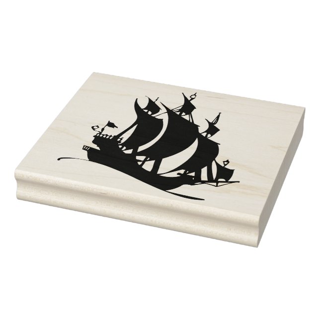 Old Pirate Ship Silhouette Rubber Art Stamp (Stamp)
