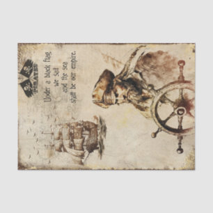 Old Pirates of the Caribbean Ship Captain Flag  Tissue Paper