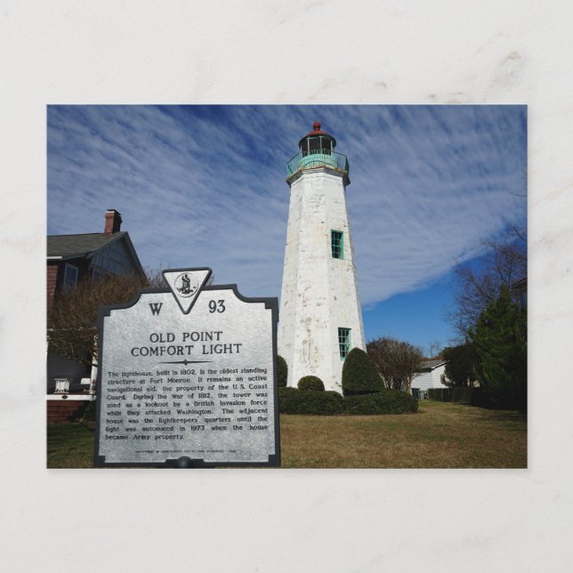 Old Point Comfort Lighthouse - Hampton, Virginia Postcard (Front)