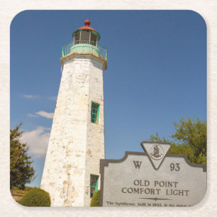 Old Point Comfort Lighthouse Square Paper Coaster
