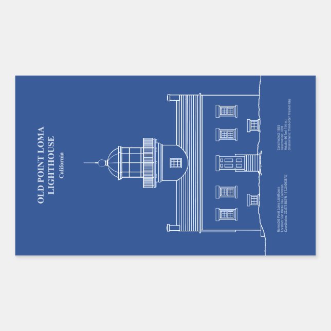 Old Point Loma Lighthouse - California – AD Rectangular Sticker (Front)