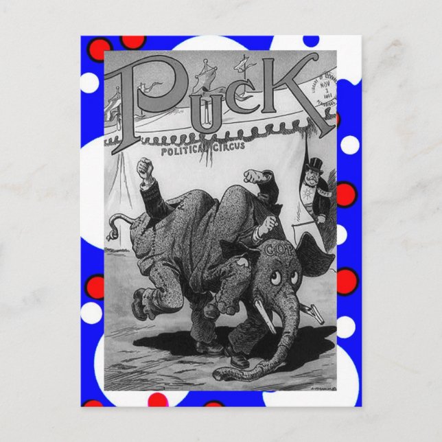 OLD Political Comic Elephant FIGHTING REPUBLICANS Postcard (Front)